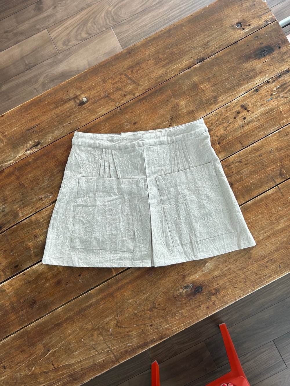 $275 Emma Rothkopf Linen Cotton Mini Pleated Tennis Skirt Large L Natural / Ecru - Picture 5 of 8